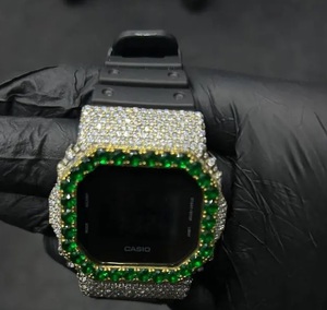 Reloj Digital con Incrustaciones de Piedras Verdes, Joyería Hip Hop de Moissanita, Reloj de Pulsera de Lujo con Diamantes, Unisex - Product Image 2