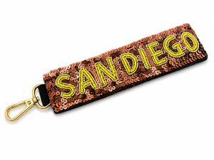 Wholesale Custom Beaded Sequin Keychain Sparkly Personalized Wristlet <b>Key</b> <b>Holder</b> with Clip Keychains Custom Name and Sizes Use - Product Image 1