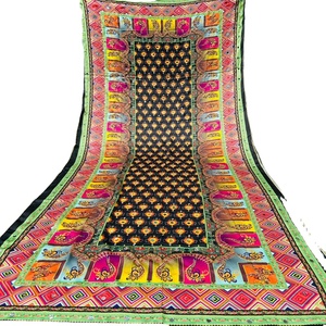 Châle en soie fait main indien pakistanais de luxe pour femmes travail de miroir lourd brodé écharpe ethnique prix de vente entier - Product Image 1