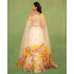 Belle tenue de soirée à imprimé floral Lehenga Choli Taille 2XL - Product Image 2