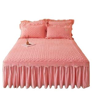 Jupe de lit moderne matelassée en microfibre imprimée personnalisable et imperméable avec plis pour usage domestique et hôtelier - Product Image 1