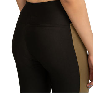 Nouvel Arrivage Leggings de Yoga et de Sport pour Femme, Taille Élastique, Motif Noir et Panneaux Dorés, Coupe Ajustée, Taille Haute, pour l'Entraînement - Product Image 5