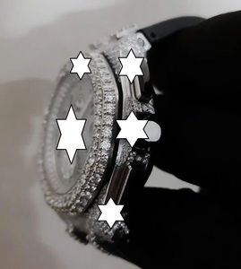 <b>Automatic</b> Luxury Sport Stainless Steel <b>Chronograph</b> Watch Crystal Mechanical Movement Fully Moissanite Bracelet Hip Hop Style - Product Image 2