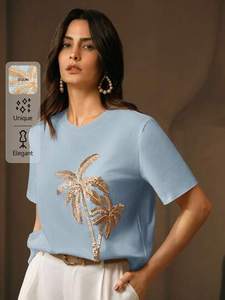 เสื้อเบลาส์ปักลูกปัดลายดอกไม้ ดีไซน์หรูหรา ผ้าฝ้ายพิมพ์ลาย ประดับด้วยลูกปัดเม็ดเล็ก งานปักมือสุดประณีต รุ่น MS-wc-001 MS - Product Image 3