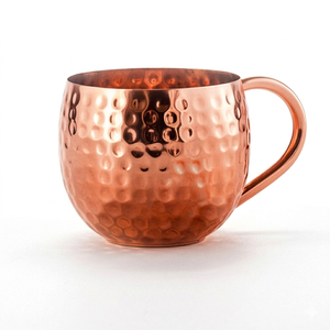 Taza Moscow Mule de Cobre Martillado Hecha a Mano, 16oz, Taza de Cobre Puro Sólido, Taza para Beber Cócteles, Jarra de Cerveza, Taza de Café Segura para Alimentos - Product Image 1
