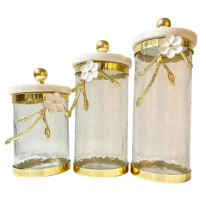Contenants de Conservation Alimentaire en Verre Doré de Luxe, Cylindriques, avec Couvercles Hermétiques, pour la Préservation de la Fraîcheur en Cuisine, Fabriqués à la Main - Product Image 3