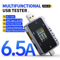 FNIRSI FNAC-28 Probador USB Tipo-C, Medidor de Voltaje y Corriente USB, Probador de Capacidad de Banco de Energía con Carga Rápida PD QC