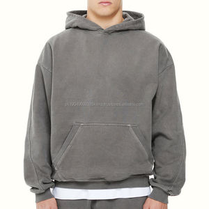 Hombres 100% algodón logotipo personalizado en blanco gota sudaderas con capucha de gran tamaño peso pesado francés Terry Sudadera con capucha para hombres sudadera DDP envío - Product Image 4