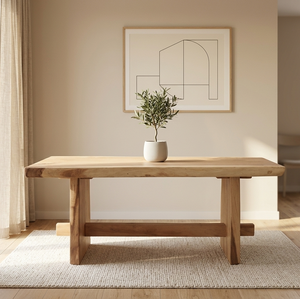 Mesa de Comedor Moderna Taki de Alta Calidad, Duradera y Sostenible, de Madera Maciza con Borde Natural, Mesa Central para Proyectos Hoteleros, 6 Plazas - Product Image 6