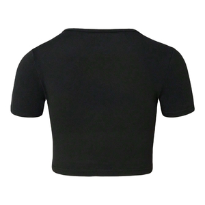 Camisetas cortas de mujer al por mayor con marca personalizada, estilo mixto, con diseño de mano de esqueleto y detalles de pedrería - Product Image 2