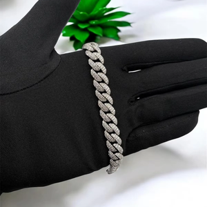 VVS1 Moissanite Miami Cuban Link Bracelet 925 Sterling Silver <b>Iced</b> <b>Out</b> Hip Hop Jewelry All Sizes Available - Product Image 2