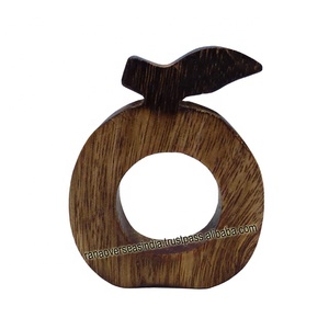 Soporte de anillo de servilleta de madera con forma de manzana de calidad superior para restaurantes y fiestas en casa - Product Image 3