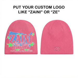 Gorro de Punto Acrílico Premium de 320 GSM, 100% Acrílico, para Hombre, Color Rosa, con Impresión DTF Personalizada, Logotipo Bordado en 3D, Gorro de Invierno - Product Image 1
