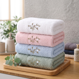 400 GSM 100% Cotton Plain Jacquard Facial <b>Towels</b> Soft Absorbent Breathable Quick Dry Sports And Daily <b>Bathroom</b> Use - Product Image 1