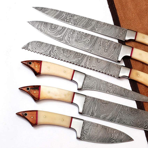 Ensemble de couteaux de chef en acier Damas de qualité supérieure avec étui en cuir, outils de cuisine professionnels, ensemble cadeau pour la maison et la restauration - Product Image 4