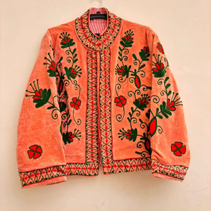 Latest Design Suzani <b>Jacket</b> Floral Embroidery Cropped Coat Women <b>Hippie</b> Winter Warm Outerwear Factory Supply Wholesale - Product Image 1