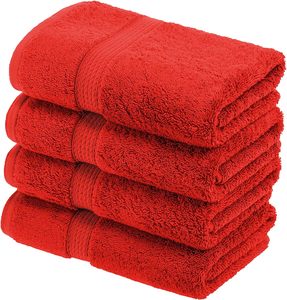 Stripe Pattern Cotton Face <b>Towel</b> Rectangular Machine Made Quick-Dry Hotel Use <b>Red</b> <b>Towels</b> - Product Image 3