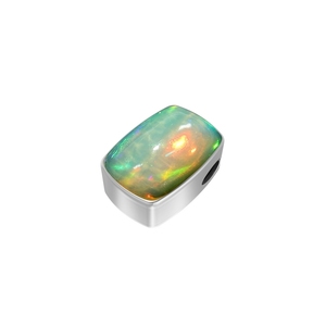 Premium Silver Plated 925 Sterling Silver Women's Gift Slider Ethiopian <b>Opal</b> Mix Shapes Spring Lock Cable Chain Bezel Setting - Product Image 2