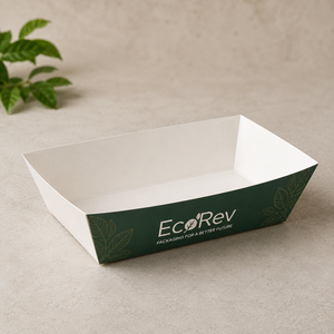 Contenants alimentaires jetables en papier kraft biodégradable et écologiques, marque EcoRev, logo personnalisé, forme rectangulaire, style moderne - Product Image 1