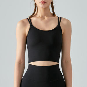 Women's Solid Color <b>Crop</b> <b>Top</b> Tank <b>Top</b> Sleeveless Square Collar Breathable Spandex Nylon Fitness Wear Regular Fit All Seasons - Product Image 4