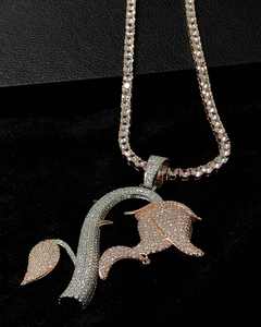 Pendentif Charme Floral en Argent Sterling 925 Véritable Qualité Supérieure Style Hip Hop Moissanite Fleur de Rose Bijoux Glacés Pour Lui et Elle - Product Image 1