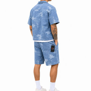 Ensemble short en jean premium pour homme – Tissu durable, chemise élégante et short assorti, coupe confortable, idéal pour l'été - Product Image 6