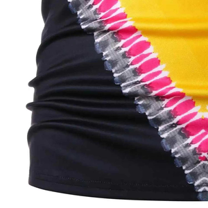 T-shirt à manches courtes pour homme, motif géométrique jaune et noir, col rond, coupe ajustée, décontracté, respirant, en polyester tricoté - Product Image 5