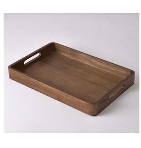 ถาดไม้วอลนัททรงสี่เหลี่ยมผืนผ้าพร้อมหูจับ สำหรับเสิร์ฟเค้กน้ำชายามบ่าย ผ้าเช็ดตัวในห้องน้ำ สไตล์โมเดิร์นมินิมอลรักษ์โลก พร้อมโลโก้สลัก - Product Image 3