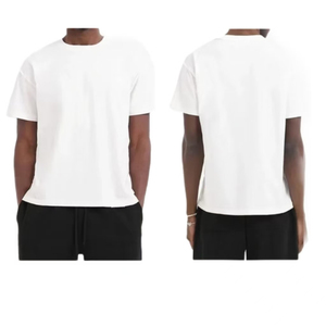Camiseta blanca de manga corta con cuello redondo para hombre, corte regular, informal, lisa, de color sólido, de algodón, talla grande. - Product Image 2