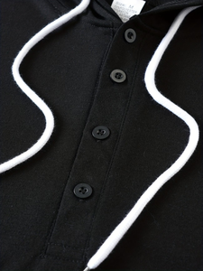 Unisex Vintage Style Casual Plus Size Comfortable Skin-Friendly Trendy Home Wear Button-<b>Up</b> Hooded Long Sleeve Henley Hoodie - Product Image 6