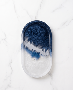 Presse-papiers ovale artisanal en résine à l'encre bleue, décoration artistique de bureau, idéal pour les mariages, confectionné à la main avec un motif floral, artisanat en résine - Product Image 5