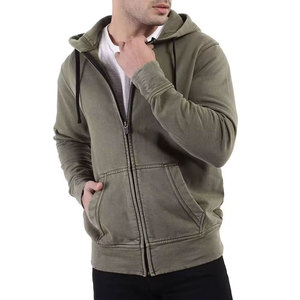 Sweat-shirt à capuche zippé vert olive pour homme, coupe classique, tricoté, couleur unie, vêtement d'automne décontracté - Product Image 6