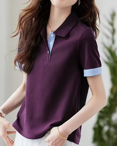 Womens Jersey Quick Dry for Shirt Short Sleeve Breathable Knitted Casual Golf Tennis Workwear Front Custom Logo Top - Product Image 4