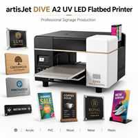 Impresora plana UV LED artisJet DIVE A2 para señalización profesional, impresión en acrílico, PVC, madera, metal, plástico y tableros publicitarios.