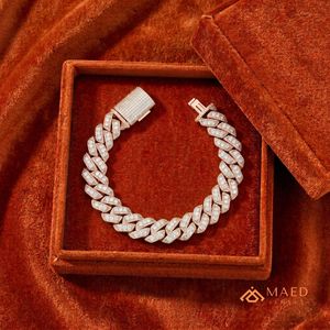 Pulsera de eslabones cubanos de moissanita en oro rosa estilo Miami, pulsera de cadena de lujo con incrustaciones de circonitas para hombre y mujer, regalo. - Product Image 3