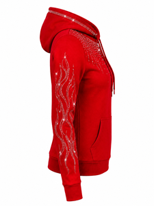 Sudadera con Capucha para Mujer con Gráficos de Diamantes de Imitación, Suave y Ligera, Estilo Casual Moderno, con Bolsillo Canguro - Product Image 5