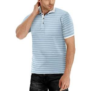 Camisas Polo a Rayas para Hombre, Diseño Casual y Ajustado, 50% Algodón/50% Poliéster, 220 GSM, con Logotipo Personalizado de Marca, Venta al Por Mayor OEM - Product Image 2