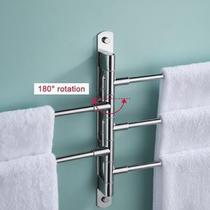 Toallero de pared de acero inoxidable con 4 brazos giratorios, barra colgante para decorar tu baño a un nivel superior - Product Image 5