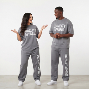 Ensemble de survêtement unisexe à manches courtes et col rond, t-shirt et pantalon de survêtement imprimés, ensemble décontracté deux pièces - Product Image 3