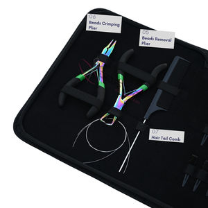 Kit de pinces professionnelles pour extensions capillaires arc-en-ciel avec outil de sertissage pour micro-anneaux, dissolvant d'anneaux nano, enfile-fils et peigne à queue de rat - Product Image 4