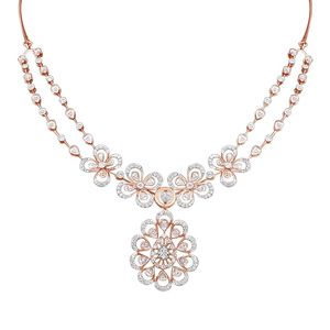 Collar con Colgante de Diamantes Cultivados en Laboratorio en Oro Rosa con Diseño Floral en Cascada - Product Image 1