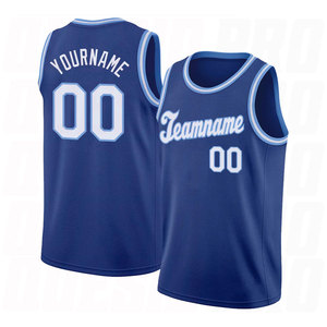 Custom Royal White <b>Light</b> Blue Round <b>Neck</b> Rib Knit Basketball Jersey Breathable Quick Dry Sublimation Printed Basketball - Product Image 1