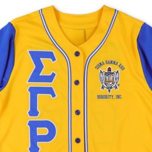 Camiseta de Béisbol Dorada Sigma Gamma Rho, Unisex, Ropa de Hermandad Griega, Camisa Deportiva con Botones al Frente, Ropa Deportiva Personalizada para Equipos, Informal - Product Image 3
