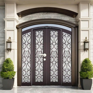 Portes en acier pour maisons, porte d'entrée en fer forgé sur mesure avec vitrage, design moderne pour villas et maisons résidentielles - Product Image 3