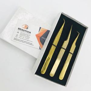 แหนบขนตาสแตนเลสเกรดผ่าตัดระดับมืออาชีพด้ามจับที่แข็งแกร่งด้ามจับเพชรอุปกรณ์ต่อขนตา - Product Image 4