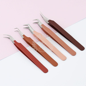 Wholesale Fiber Tip Eyelash Tweezers Curved Classic Tweezer 90 Degree Boot Volume Nano Grip Tweezers Lash Extensions - Product Image 5