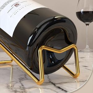 Porte-bouteille à vin en laiton moderne, support en métal minimaliste pour la décoration de la maison - Product Image 3