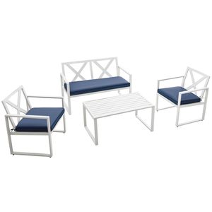 Set da Conversazione per Esterni in 4 Pezzi con Robusta Struttura in Acciaio - Product Image 4