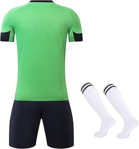 เสื้อเจอร์ซีย์สีเขียวเรียบๆ และกางเกงขาสั้นสีดำ ชุดฟุตบอลเด็ก สำหรับเล่นในสนามฝึกซ้อมและออกกำลังกาย - Product Image 2