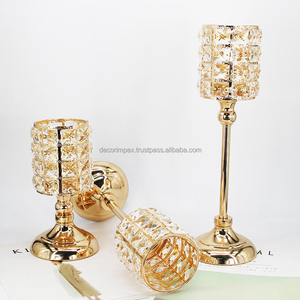 Candelabros de Metal de cristal con velas, candelabros de cumpleaños de Metal de cristal para Decoración de mesa de boda - Product Image 3